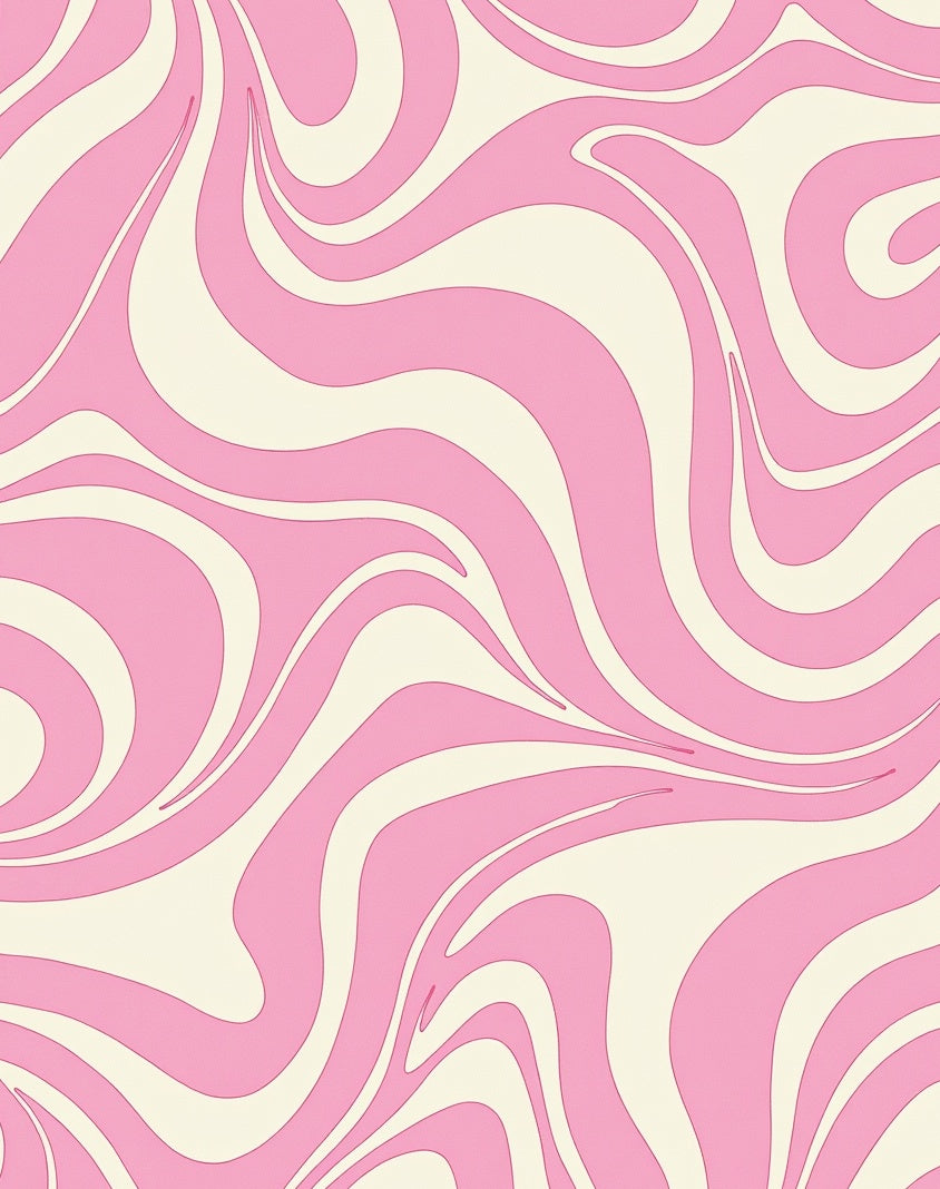 Swirl Abstract Pink And Cream Pattern Rug