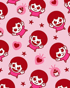 Playful Characters Hearts Pattern Rug