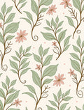 Delicate Botanical Leaves and Flowers Rug