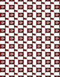 Red White Geometric Square Pattern Rug