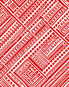Red White Geometric Pattern Design Rug