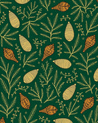 Elegant Gold Pinecone Foliage Rug