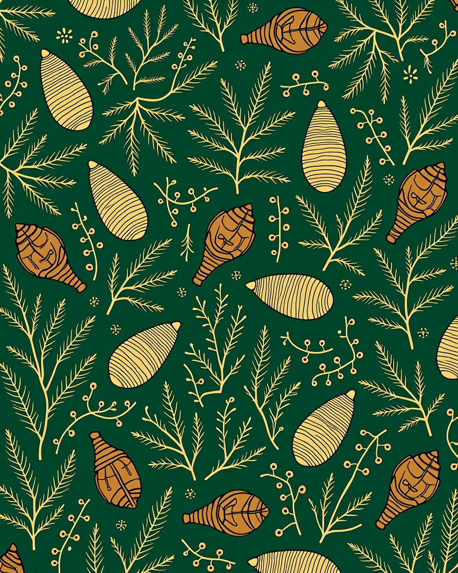 Elegant Gold Pinecone Foliage Rug