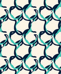 Abstract Teal Navy Link Pattern Rug
