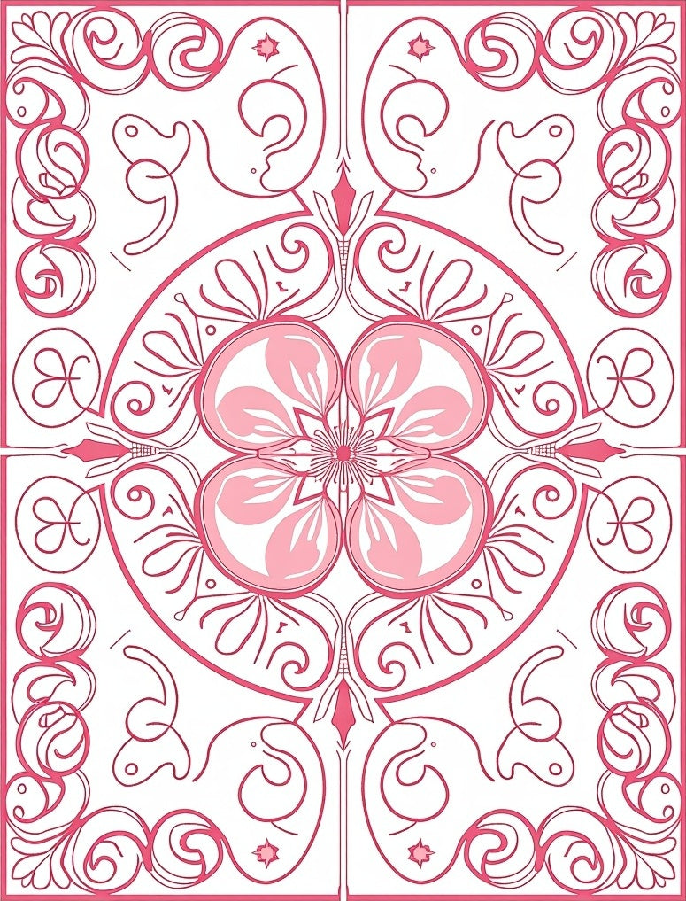 Ornate Floral Symmetry Pink Pattern Rug