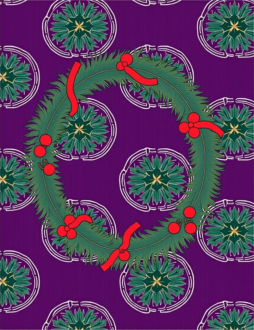Festive Evergreen Wreath Design Rug