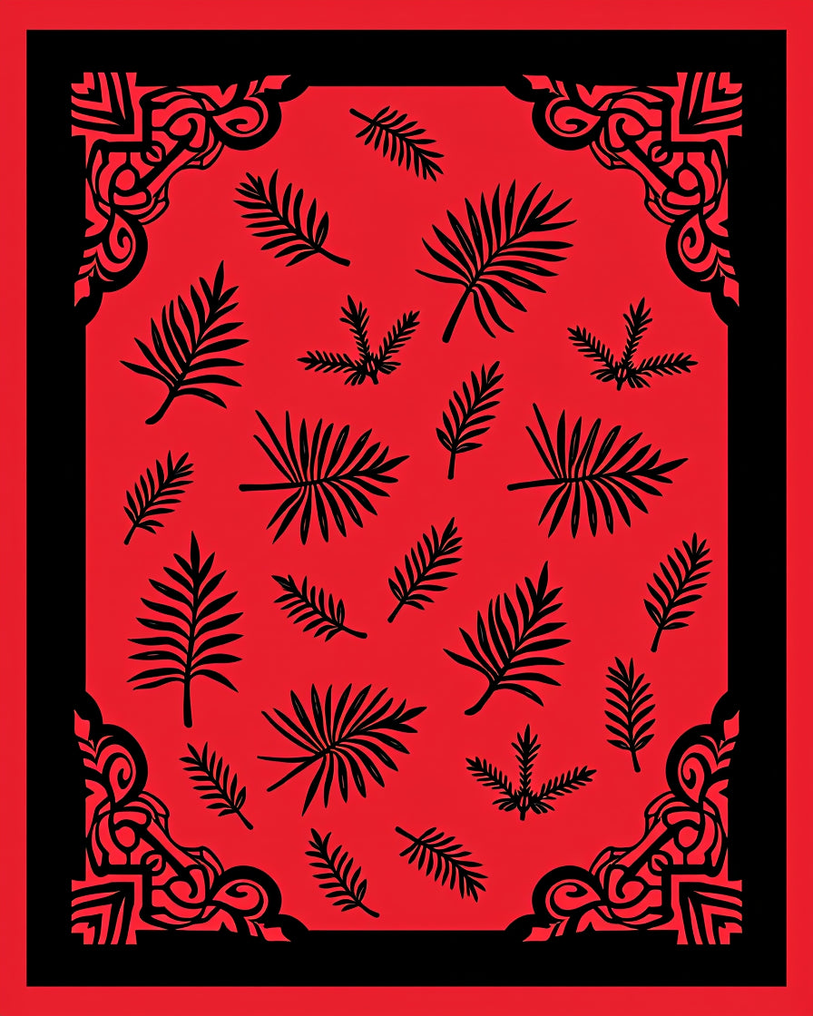Bold Tropical Leaf Contemporary Design Rug