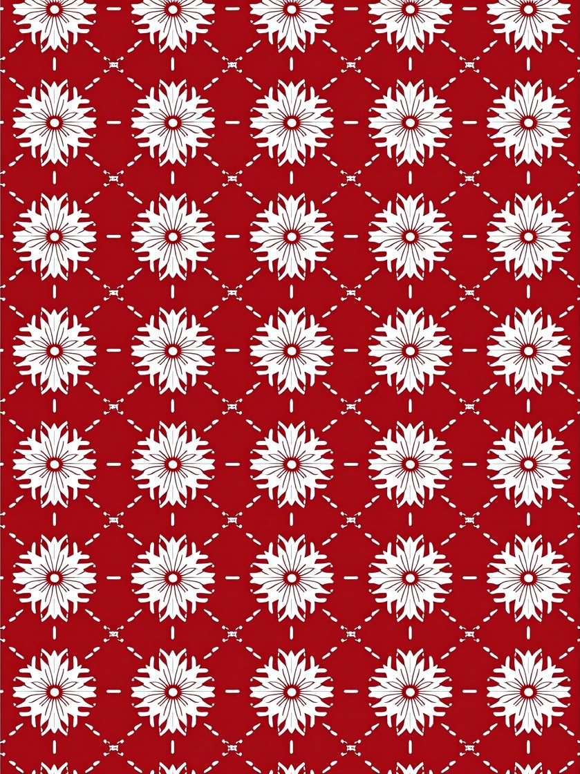 Red Floral Lattice Pattern Rug