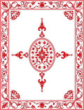 Traditional Red Floral Medallion Frame Rug