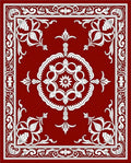 Regal Red and White Floral Frame Rug