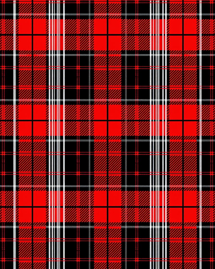 Classic Red Black Plaid Pattern Rug