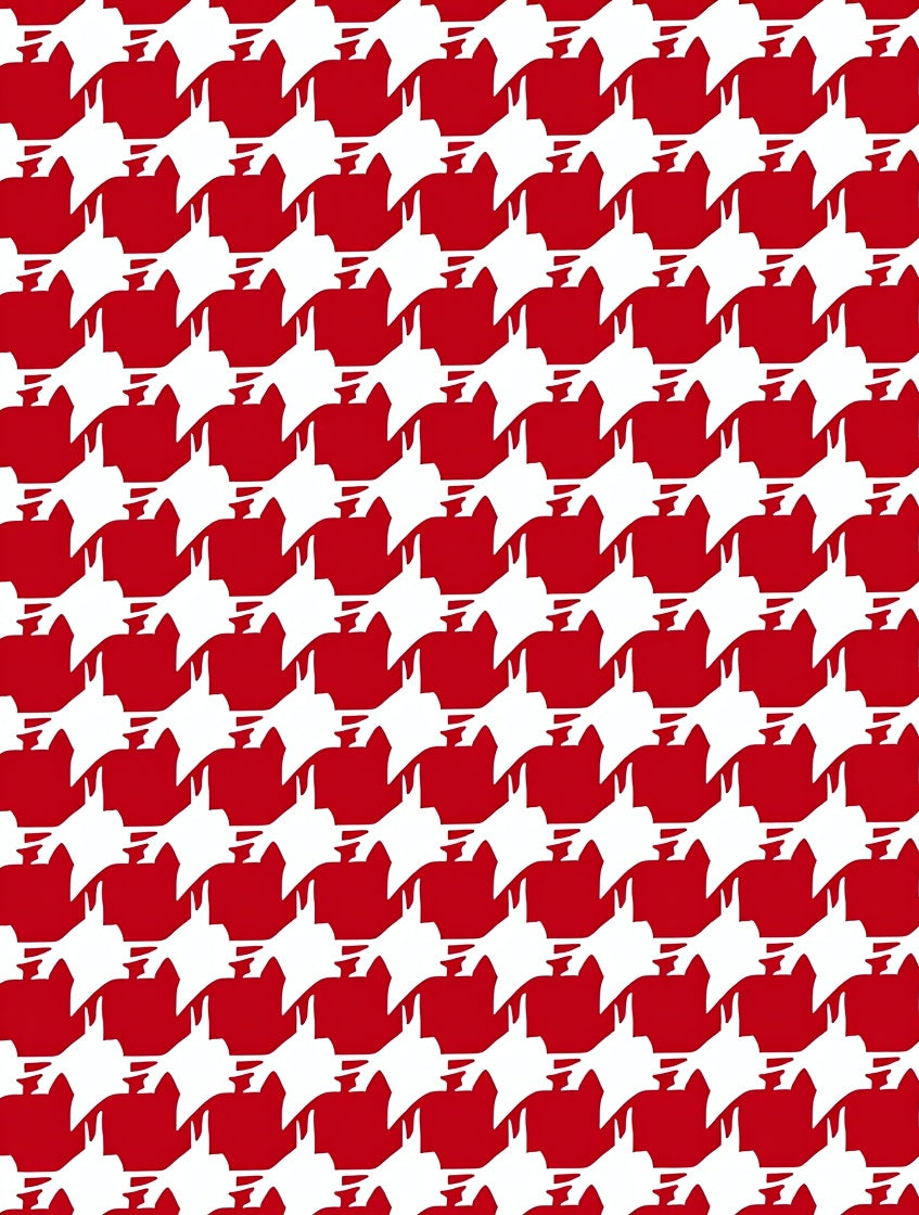 Red White Classic Houndstooth Pattern Rug