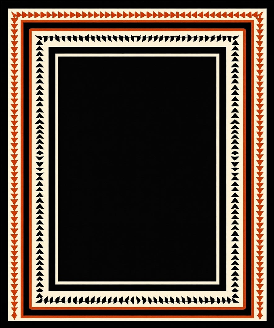 Tribal Black Geometric Pattern Rug