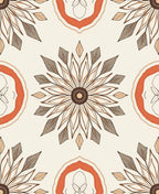 Orange Brown Boho Floral Medallion Rug