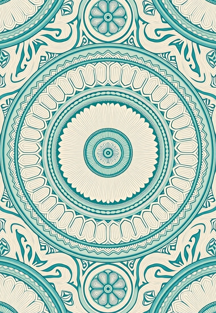 Intricate Teal Mandala Pattern Rug