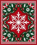 Red Green Snowflake Holly Border Rug