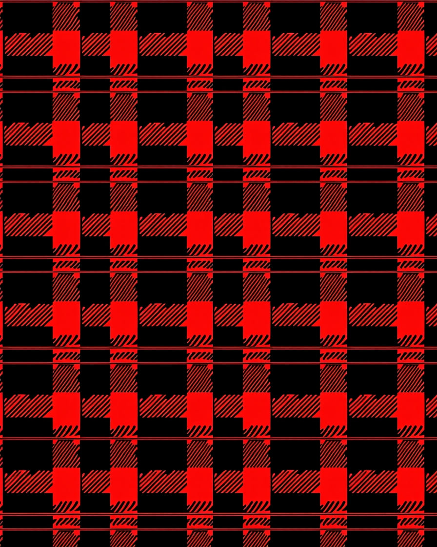 Bold Red Black Plaid Check Rug