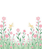 Whimsical Floral Meadow With Butterflies Rug