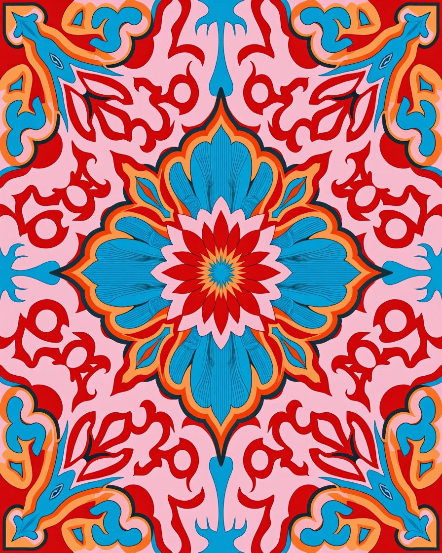 Ornate Vintage Floral Medallion Design Rug