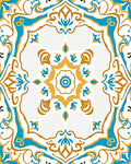 Bright Teal Gold Medallion Pattern Rug
