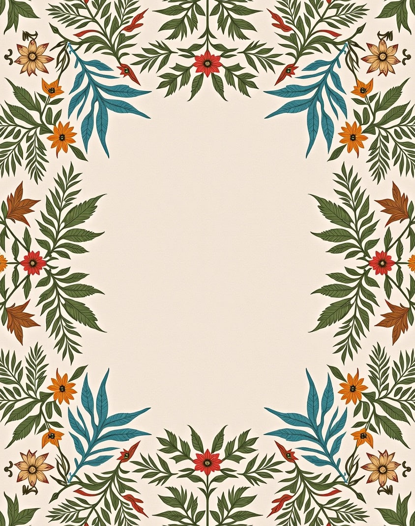 Vintage Floral Vine Border Design Rug