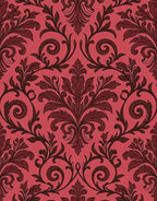 Ornate Red Black Floral Swirl Rug