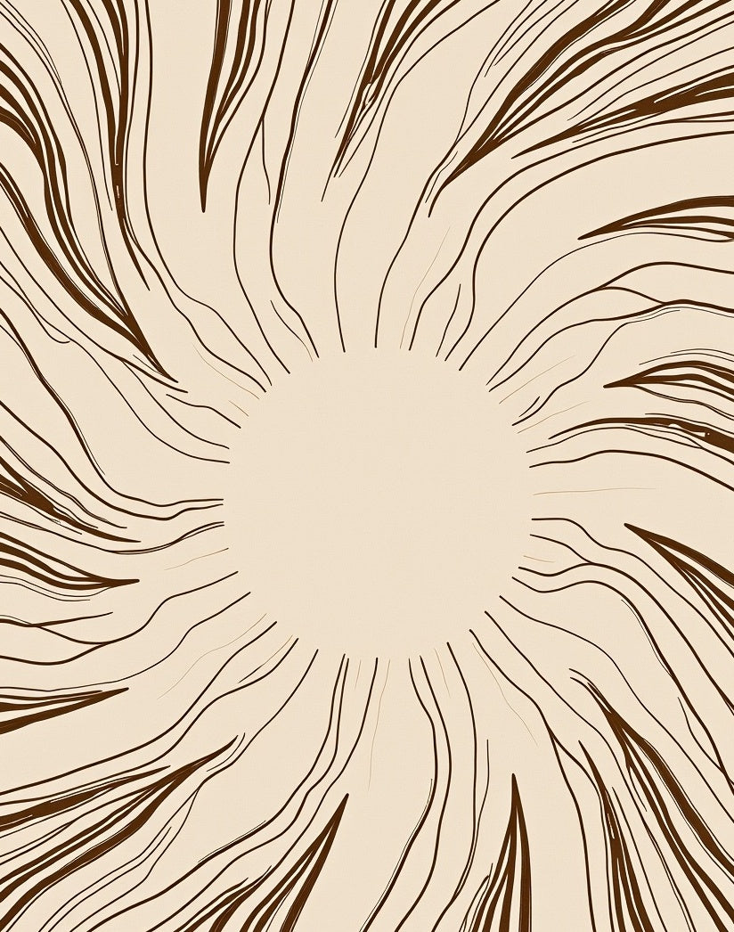 Abstract Organic Sunburst Lines Rug