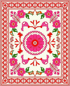 Vibrant Floral And Leaf Pattern Rug