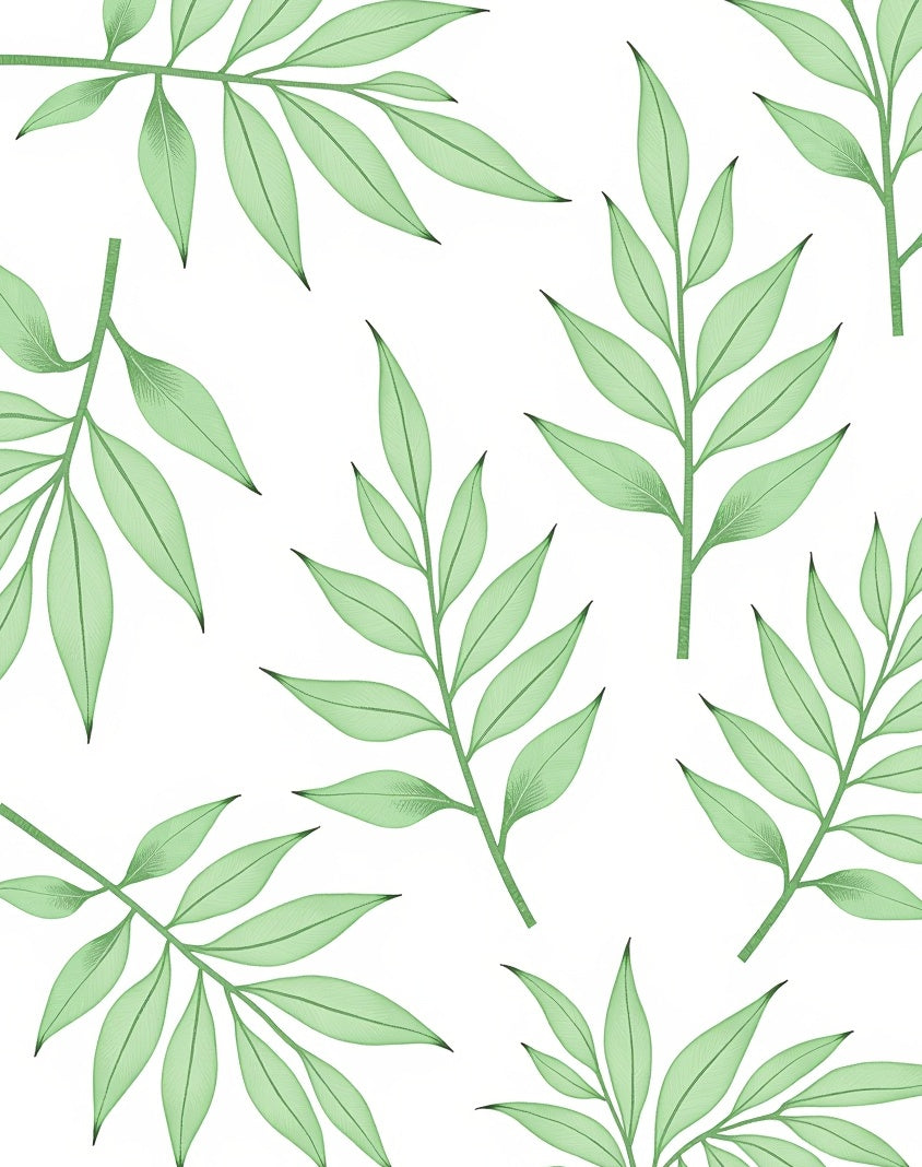 Fresh Green Leaf Pattern Design Rug