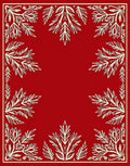 Crimson Leafy Border Design Rug