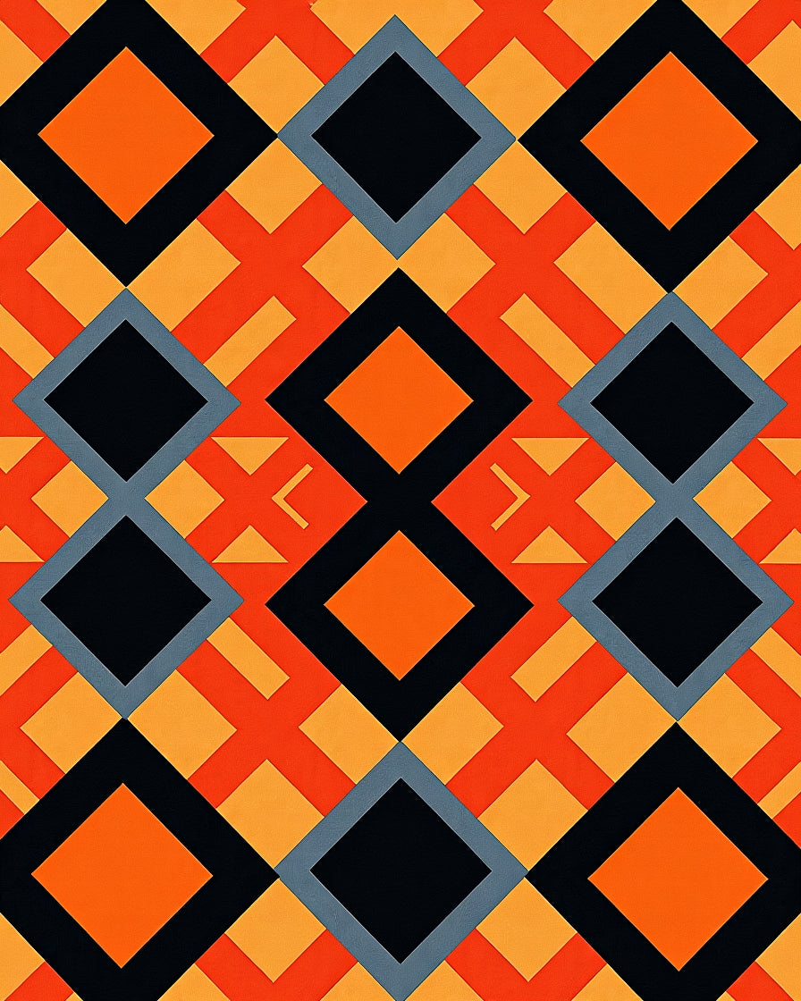 Bold Geometric Diamond Pattern Rug