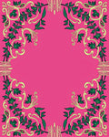Vibrant Pink Green Floral Vine Border Rug