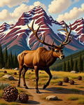 Majestic Elk Wildlife Landscape Rug