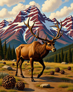 Majestic Elk Wildlife Landscape Rug