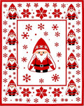 Red White Santa Claus Snowflakes Border Rug
