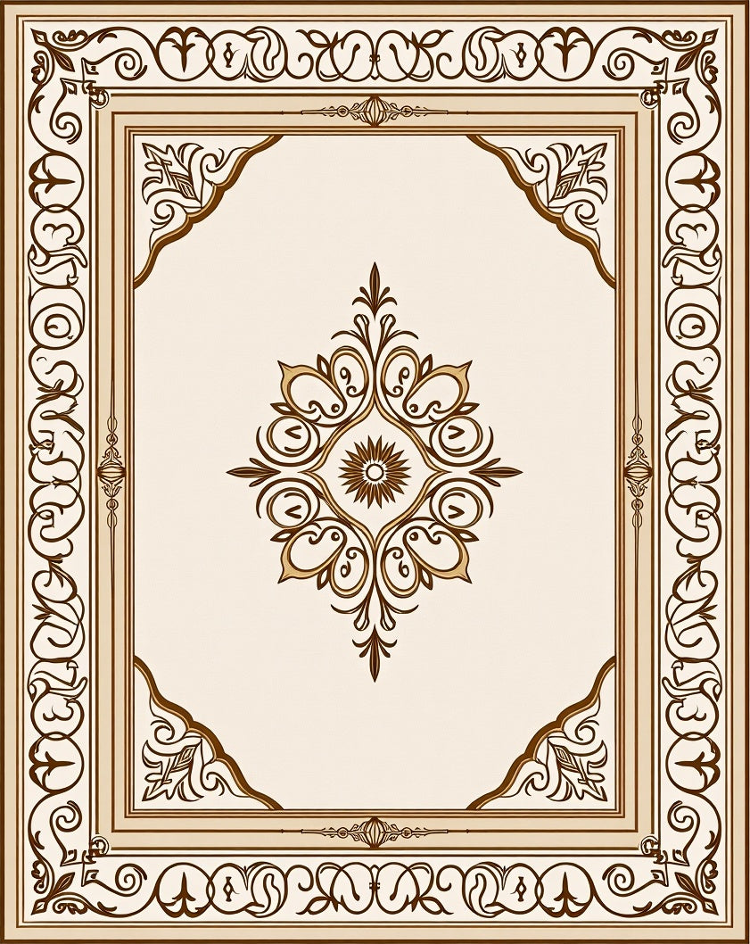 Classic Ornamental Scrollwork Cream Rug