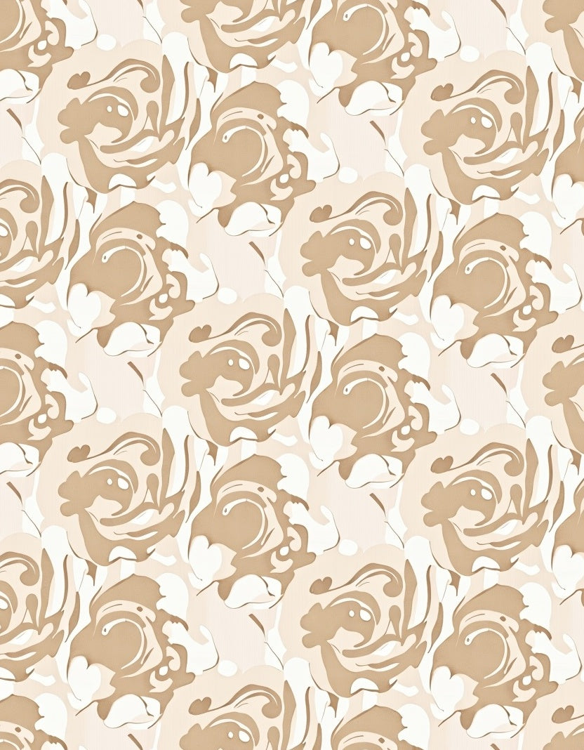 Nude Floral Swirl Pattern Design Rug