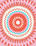Radiant Pink Orange Starburst Mandala Rug
