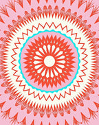 Radiant Pink Orange Starburst Mandala Rug