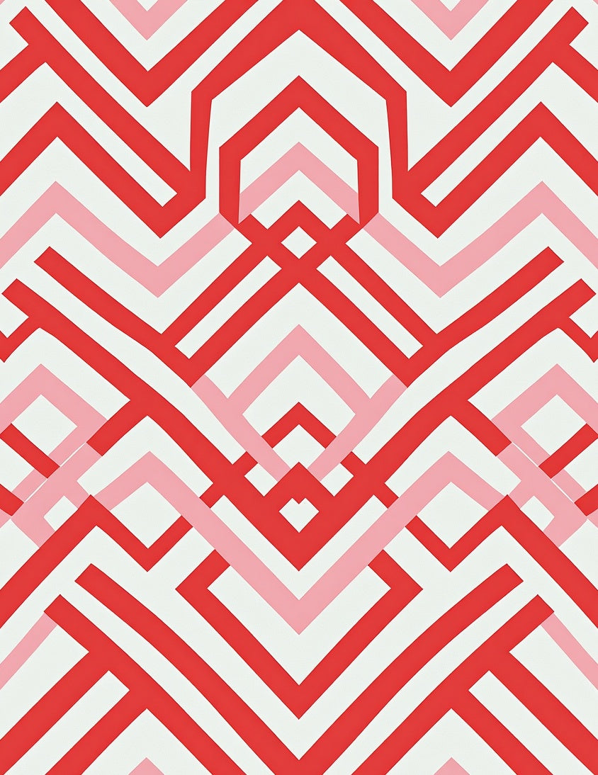 Geometric Lines Red Pink Pattern Rug