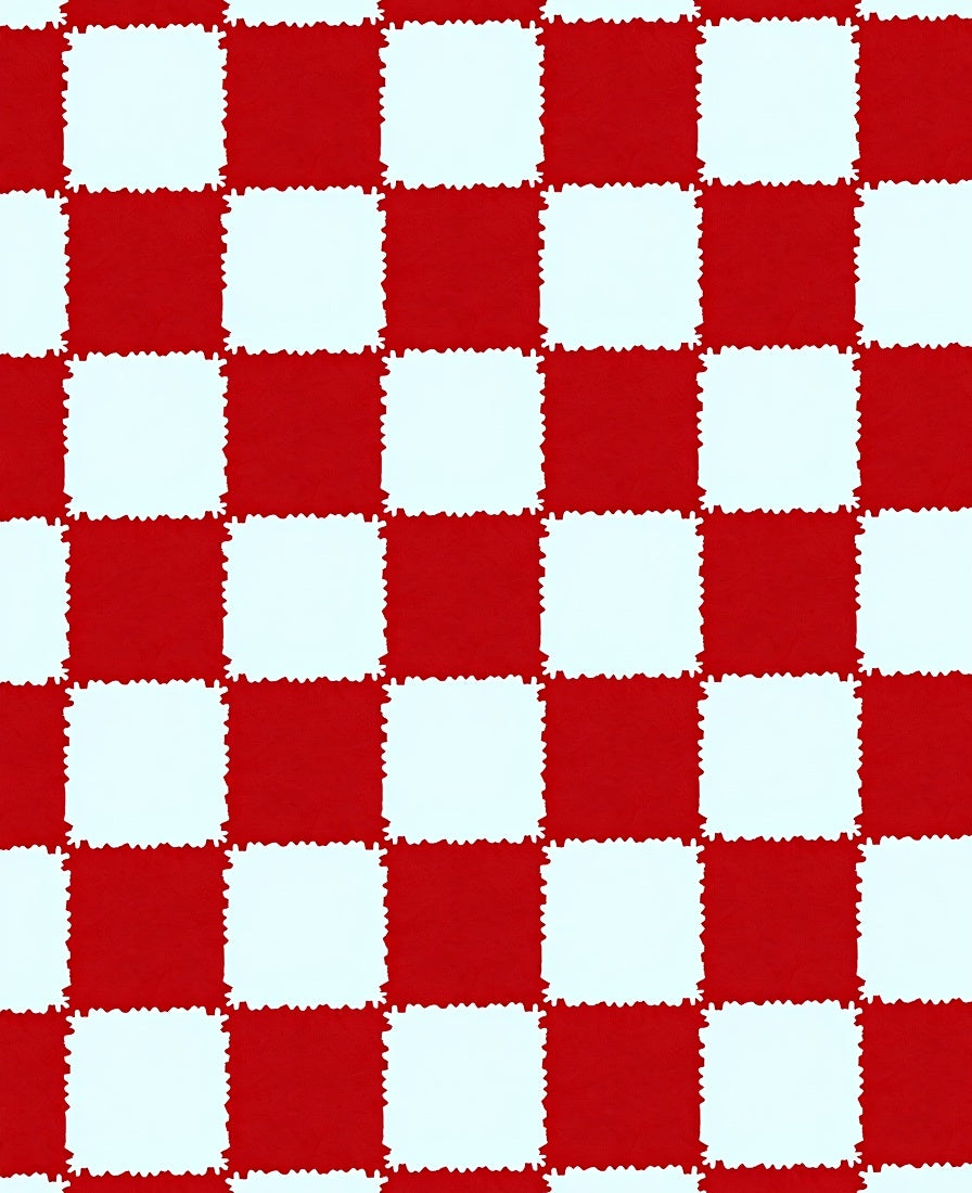 Classic Checkered Red and White Pattern Rug