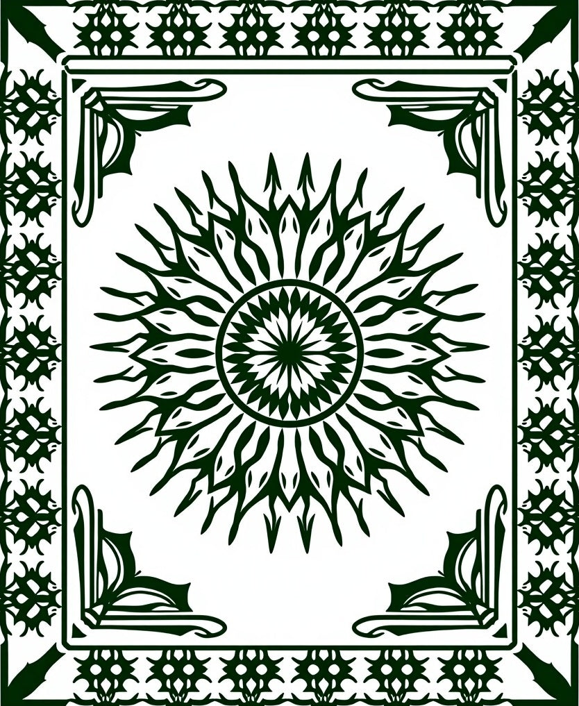 Bold Ornate Radial Floral Pattern Rug