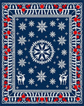 Winter Snowflakes Red Berries Deer Rug
