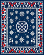 Winter Snowflakes Red Berries Deer Rug