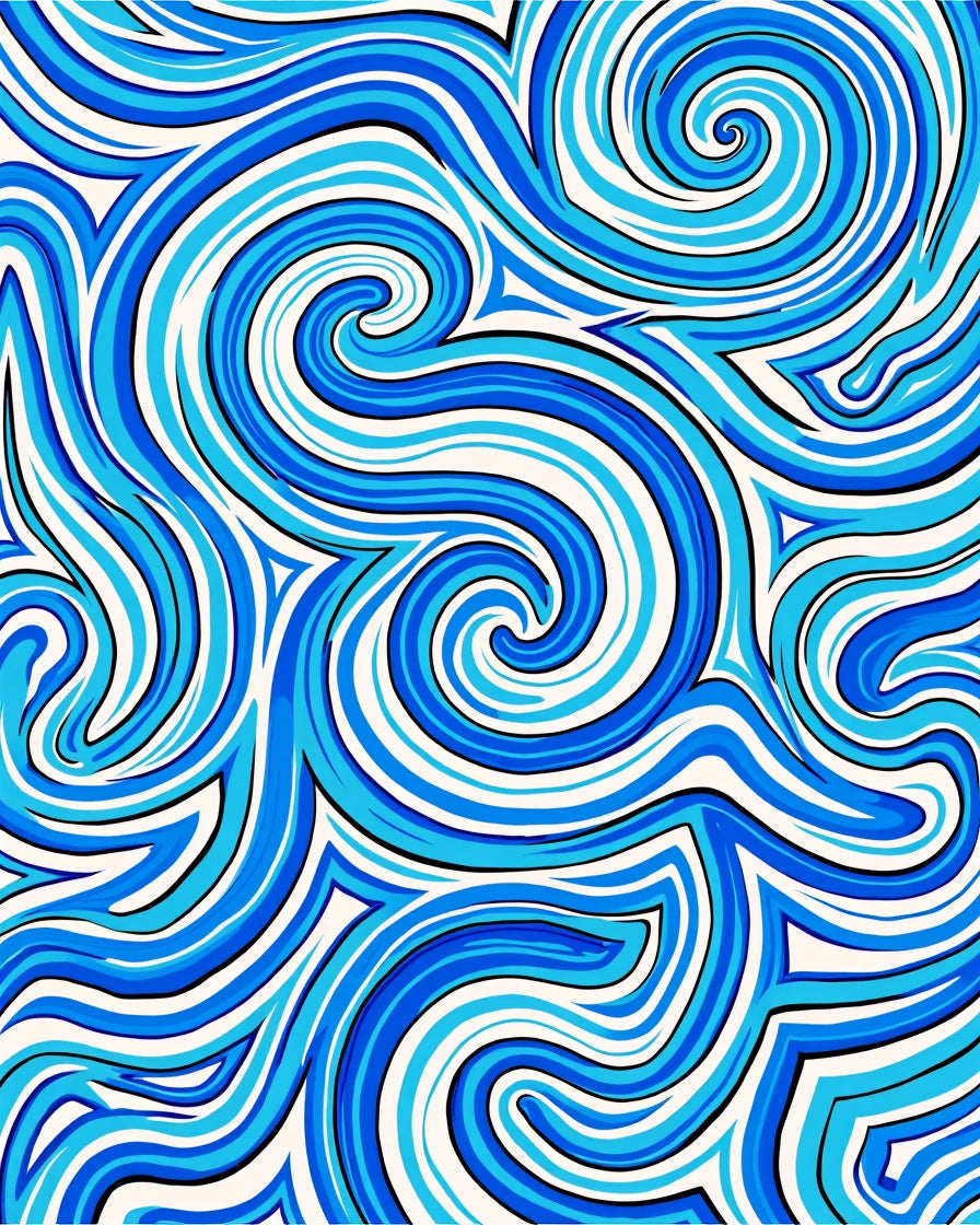 Abstract Blue Whirlpool Swirl Pattern Rug