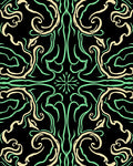 Art Nouveau Emerald Swirls Cream Rug