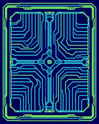 Circuit Board Geometric Blue Green Rug