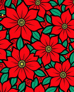 Bold Red Floral Pattern Rug