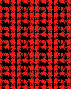 Bold Red Black Animal Pattern Rug