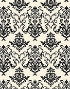Classic Black Floral Damask Pattern Rug
